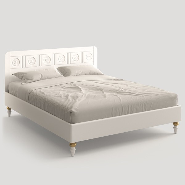Кровать двухспальная, спинка №2 «цветочный узор», ножки №4.1 «премиум 160мм»