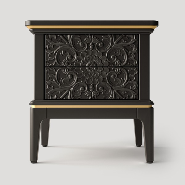 Тумбочка прикроватная, фасад тип 5 (цветочный узор + царга 2)