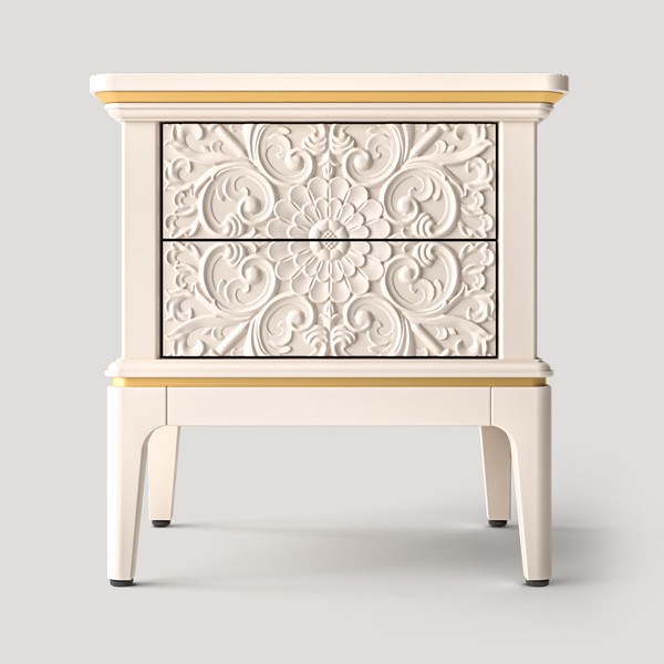 Тумбочка прикроватная, фасад тип 5 (цветочный узор + царга 2)