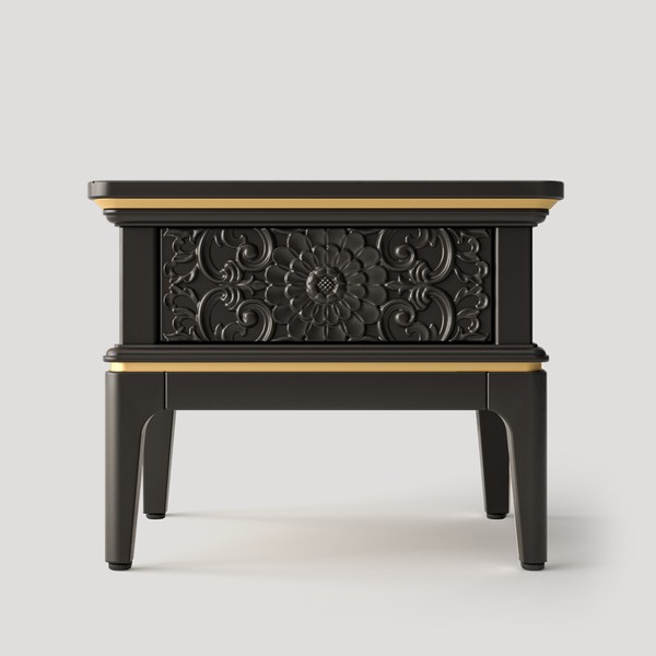 Тумбочка прикроватная низкая, фасад тип 5 (цветочный узор + царга 2)