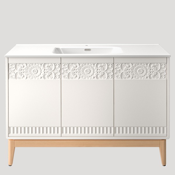 ТУМБА ДЛЯ ВАННОЙ БОЛЬШАЯ, фасад №2 «цветочный узор», ножки №1 «стандарт 200мм»