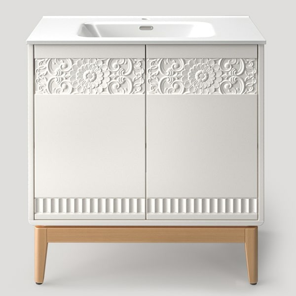 ТУМБА ДЛЯ ВАННОЙ СРЕДНЯЯ, фасад №2 «цветочный узор», ножки №1 «стандарт 200мм»