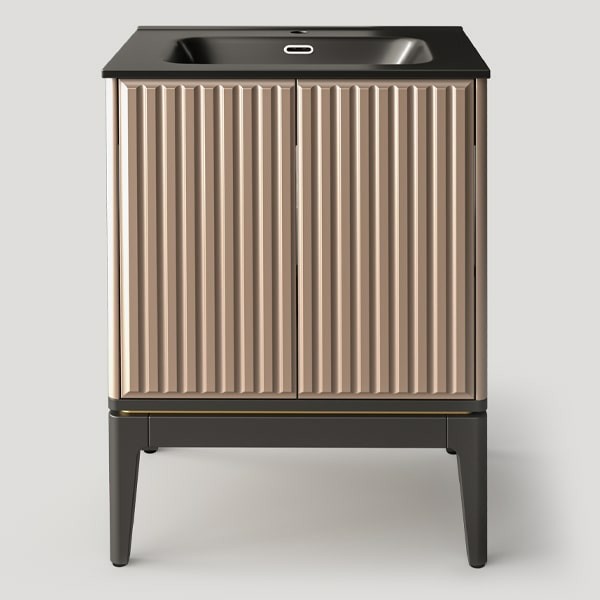 ТУМБА ДЛЯ ВАННОЙ МАЛАЯ, фасад №1 «каннелюры», тип 5 (ral 1019 + чёрный)