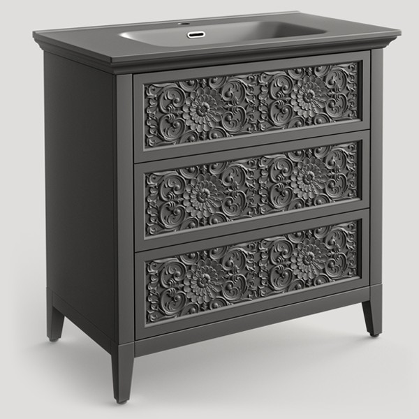 ТУМБА ДЛЯ ВАННОЙ, фасад №2 «цветочный узор