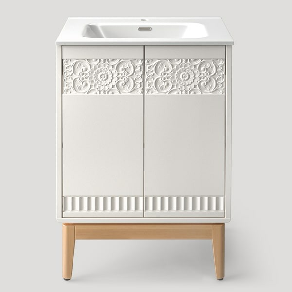 ТУМБА ДЛЯ ВАННОЙ МАЛАЯ, фасад №2 «цветочный узор», ножки №1 «стандарт 200мм»