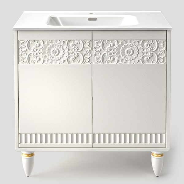 ТУМБА ДЛЯ ВАННОЙ СРЕДНЯЯ, фасад №2 «цветочный узор», ножки №5.1 «премиум 150мм»