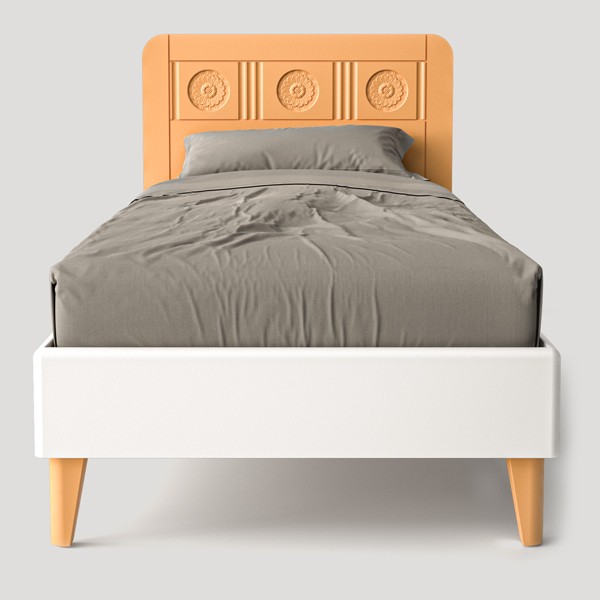 Кровать одноместная, спинка №2 «цветочный узор», ножки №1 «стандарт»